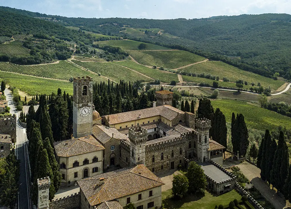 Badia a Passignano vineyards surrounding the ancient estate.