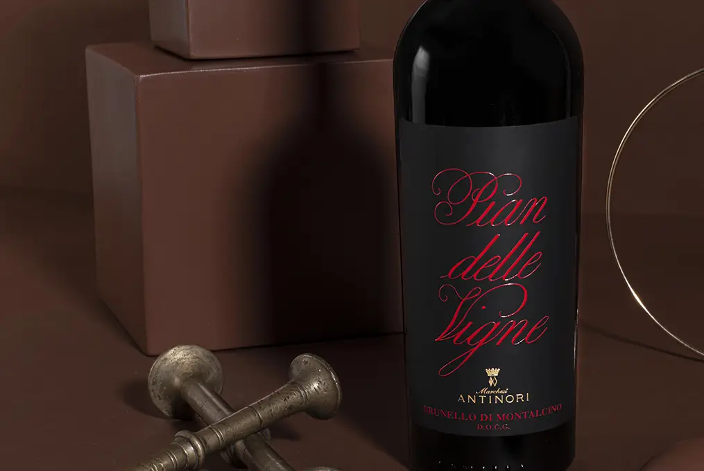 Pian delle Vigne Wine bottle.