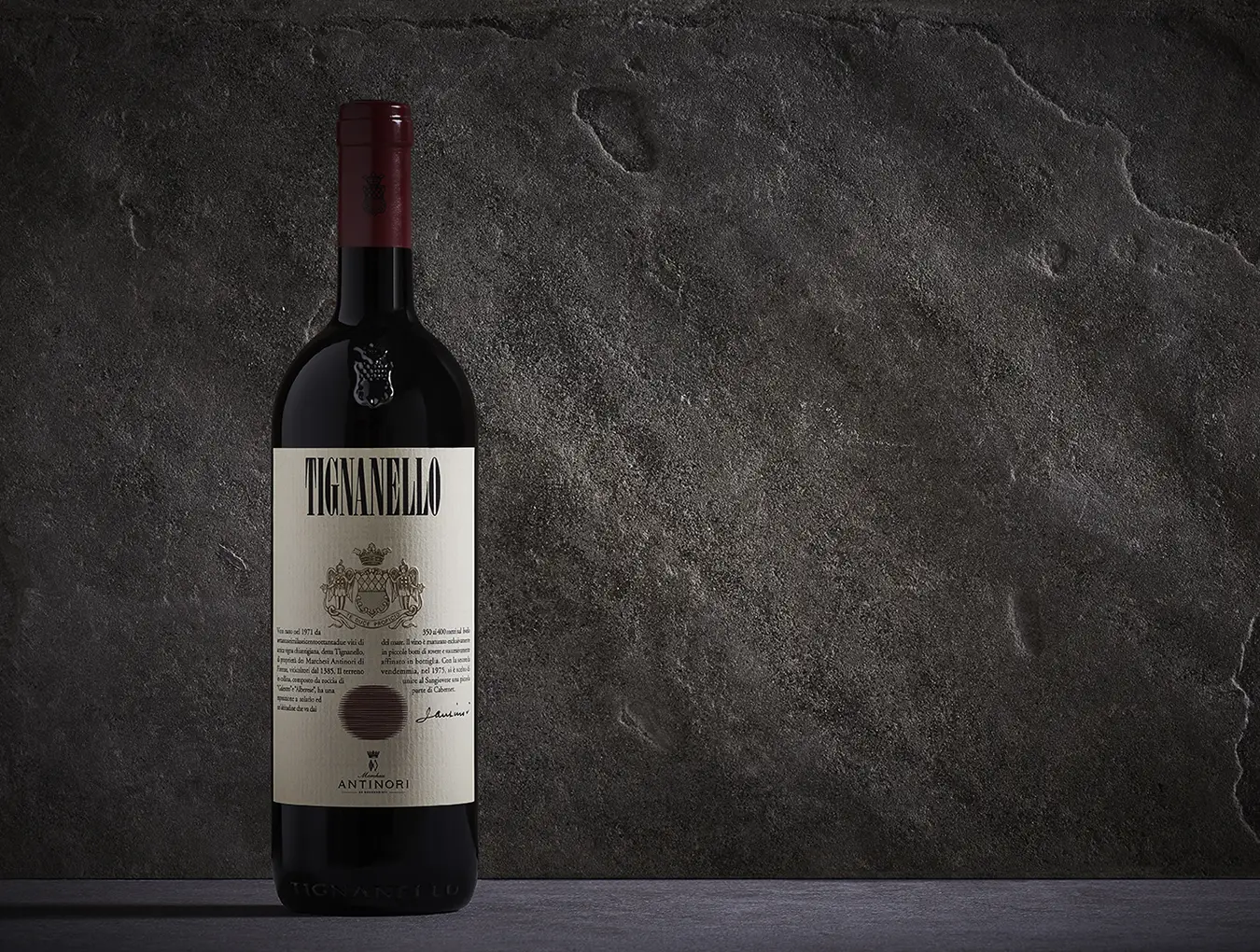 Tignanello Wine Bottle Beauty Shot.